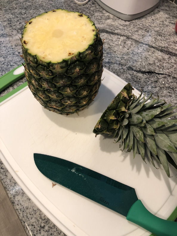 cut the top off the pineapple